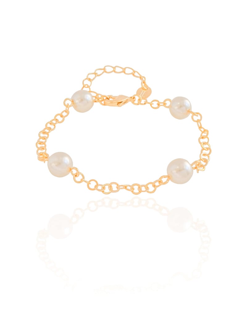 Pulseira Elos Americanos Pérolas Banhado a Ouro 18K