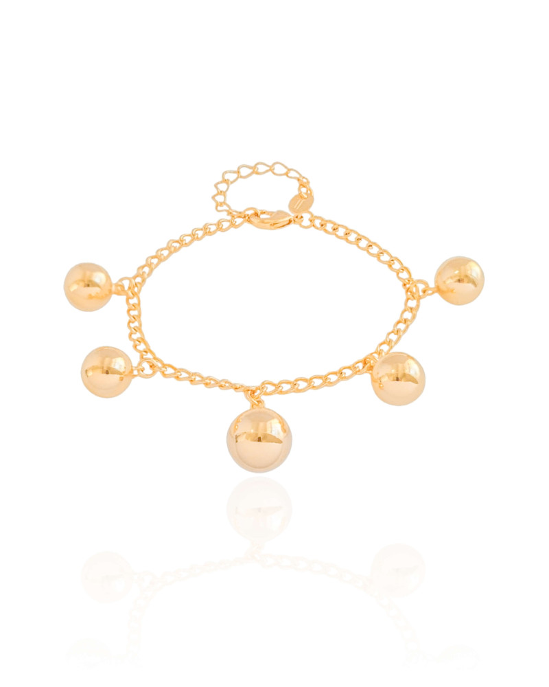 Pulseira Elos Bolas Lisas Banhado a Ouro 18K