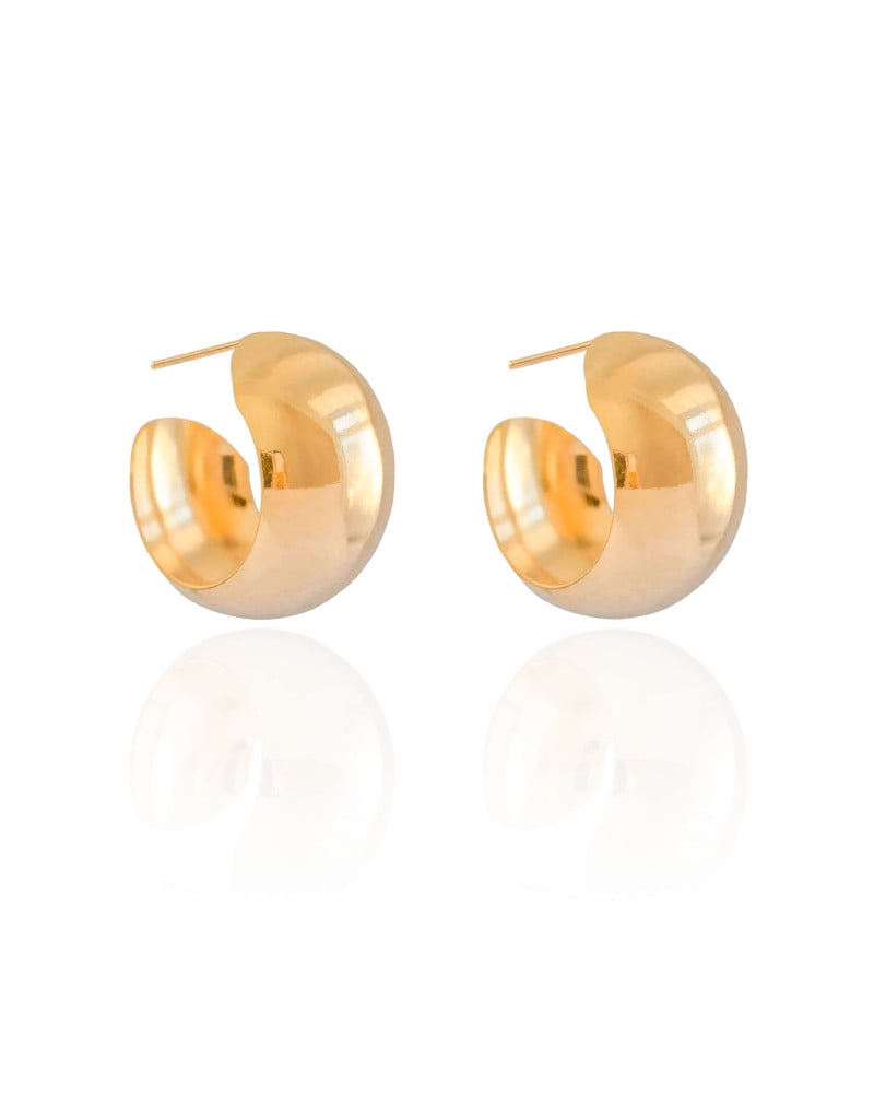 Brinco Argola Abaulada Lisa 2.3 cm Banhado a Ouro 18K