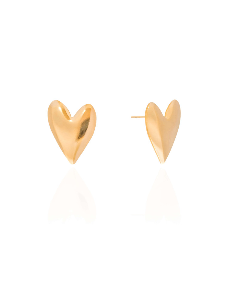 Brinco Coração Liso 2.0 cm Banhado a Ouro 18K