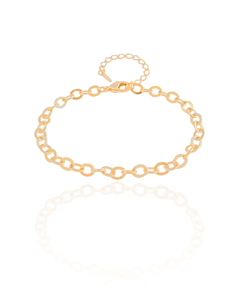 Pulseira Elos Ovais 5 mm Banhado a Ouro 18K