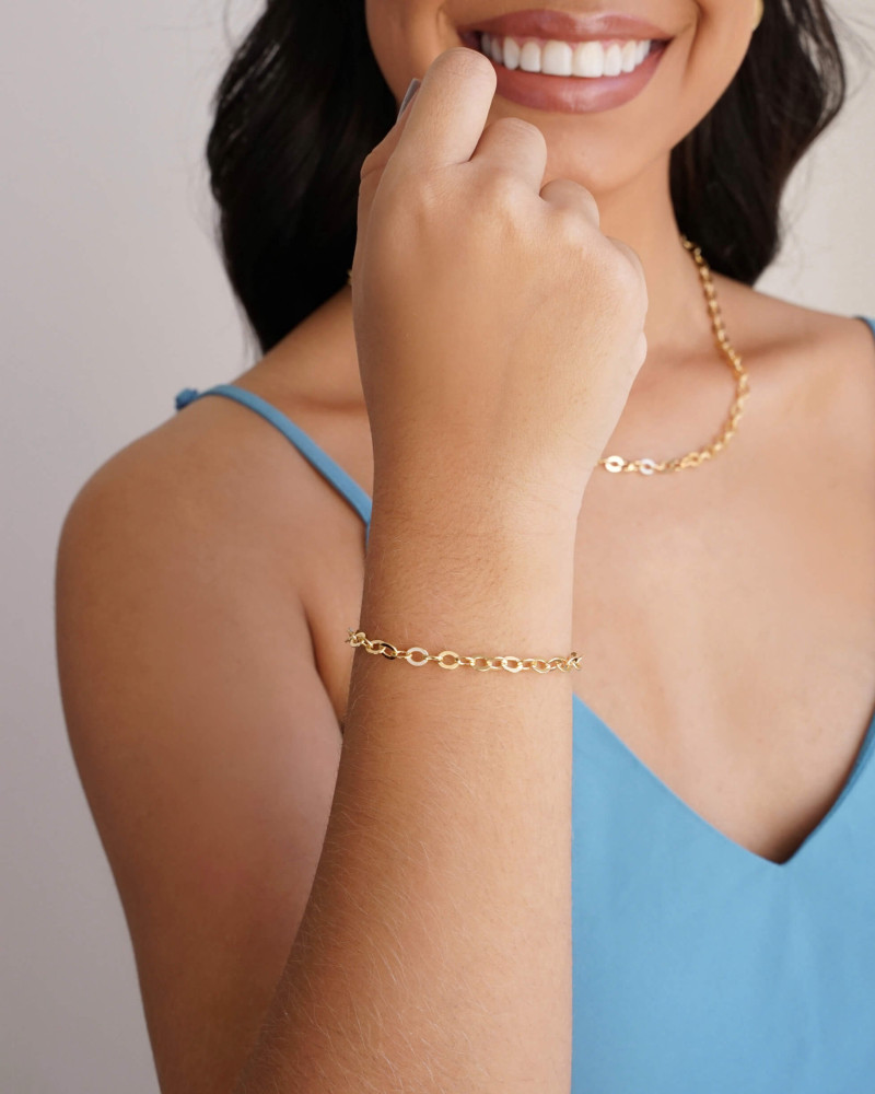 Pulseira Elos Ovais 5 mm Banhado a Ouro 18K