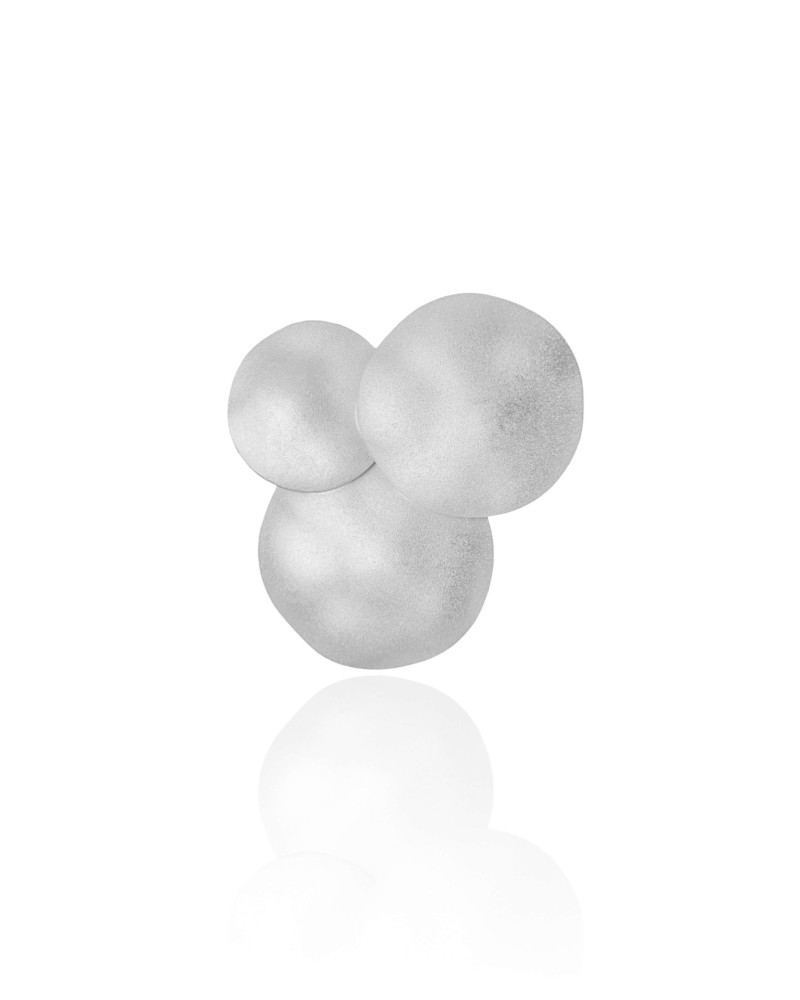 Anel Ajustável Orgânico Acetinado Tamanho M Ródio Branco