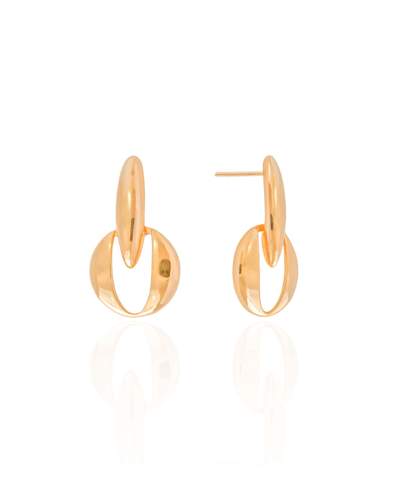 Brinco Geométrico Redondo 2.9 cm Banhado a Ouro 18K