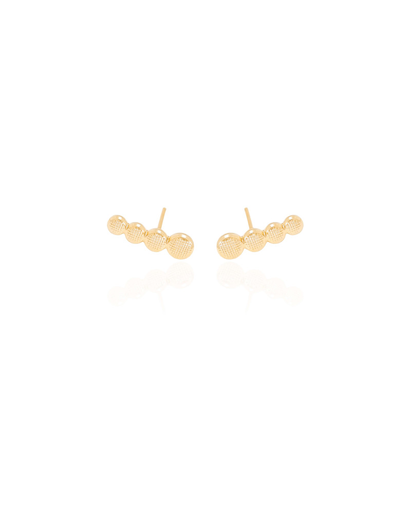 Ear Cuff Redondo Detalhes 1.3 cm Banhado a Ouro 18K