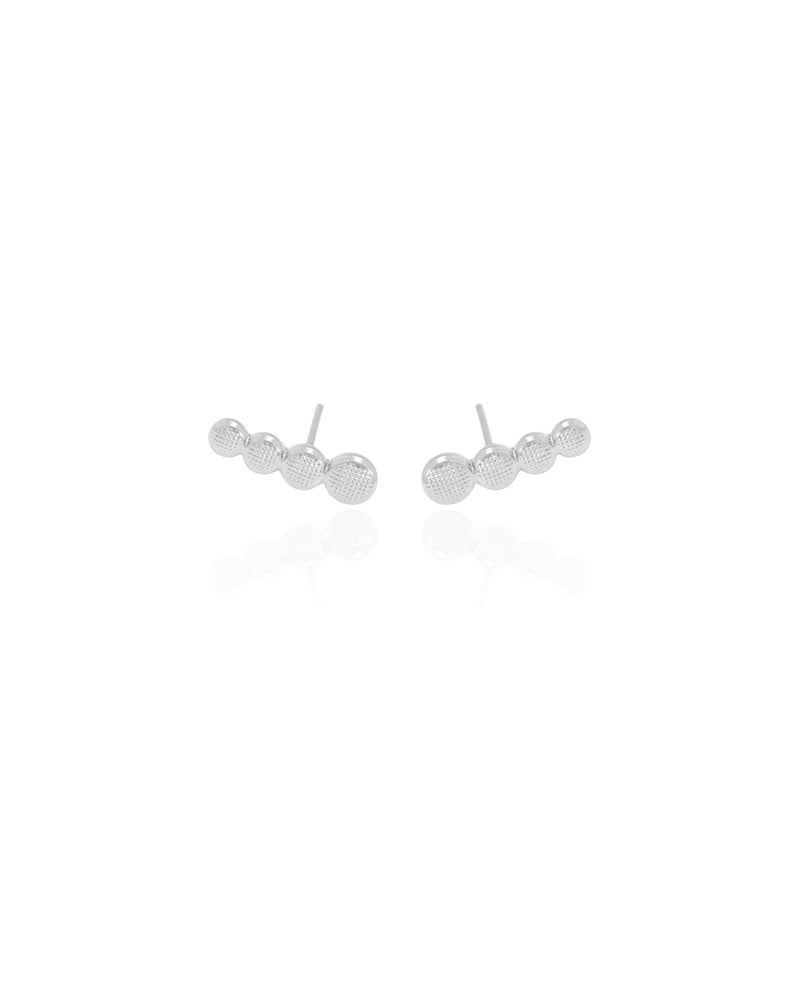 Ear Cuff Redondo Detalhes 1.3 cm Ródio Branco