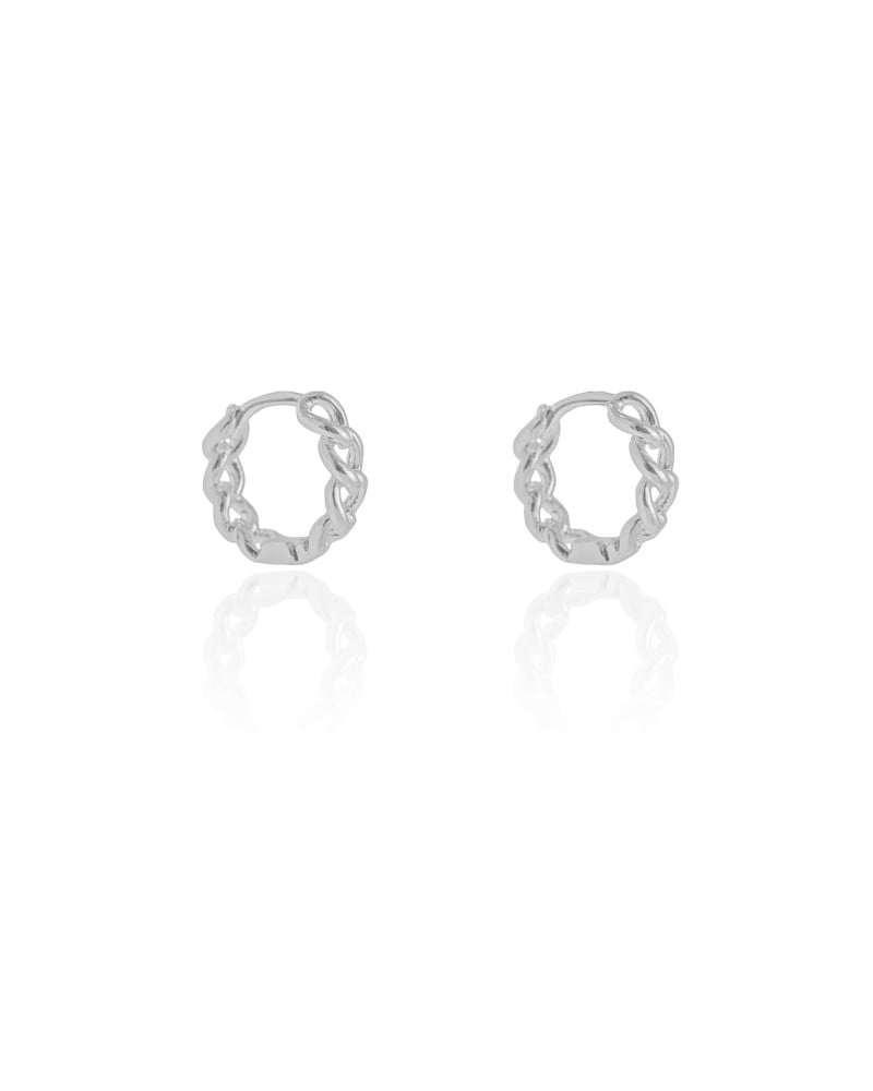 Brinco Argola Click Grumet 1.4 cm Ródio Branco