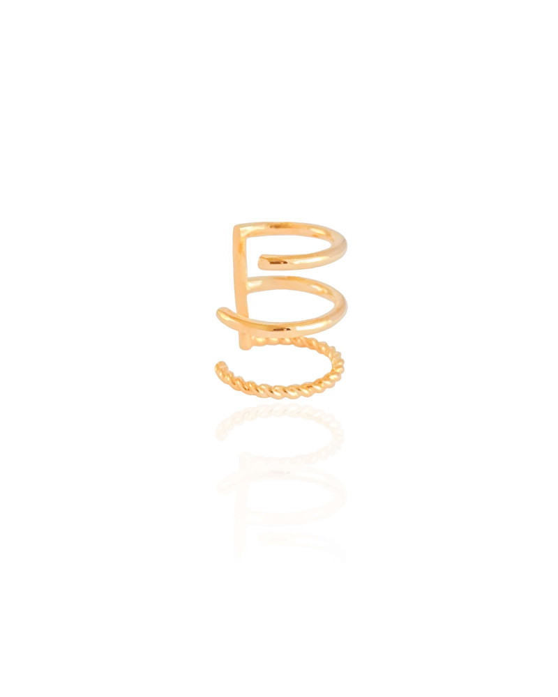 Piercing Três Filetes Lisos e Torcido Banhado a Ouro 18K
