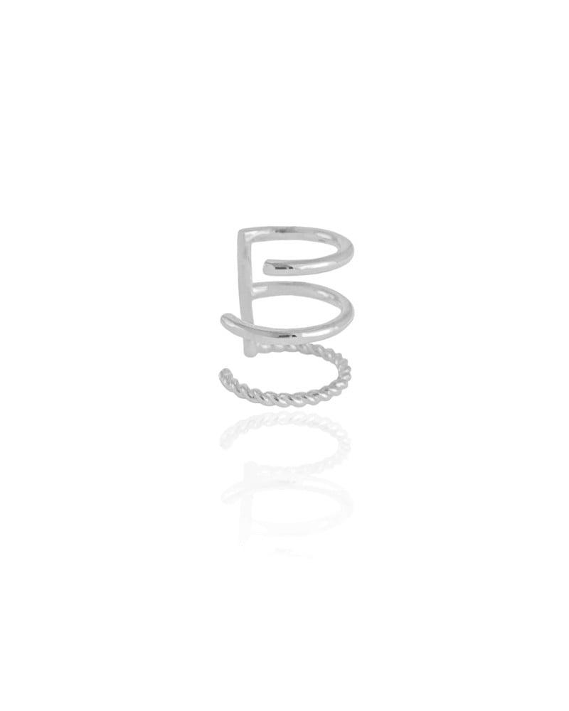 Piercing Três Filetes Lisos e Torcido Ródio Branco