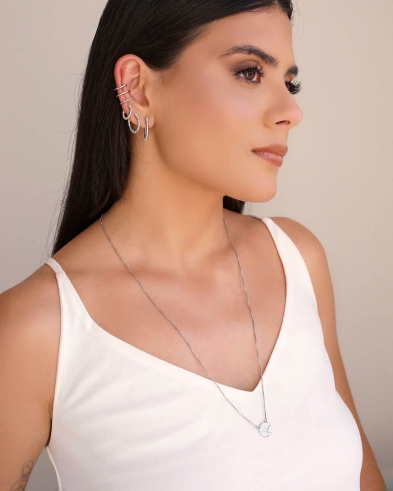 Piercing Três Filetes Lisos e Torcido Ródio Branco