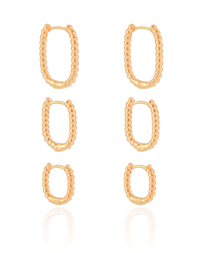 Trio de Argolas Torcidas Banhado a Ouro 18K