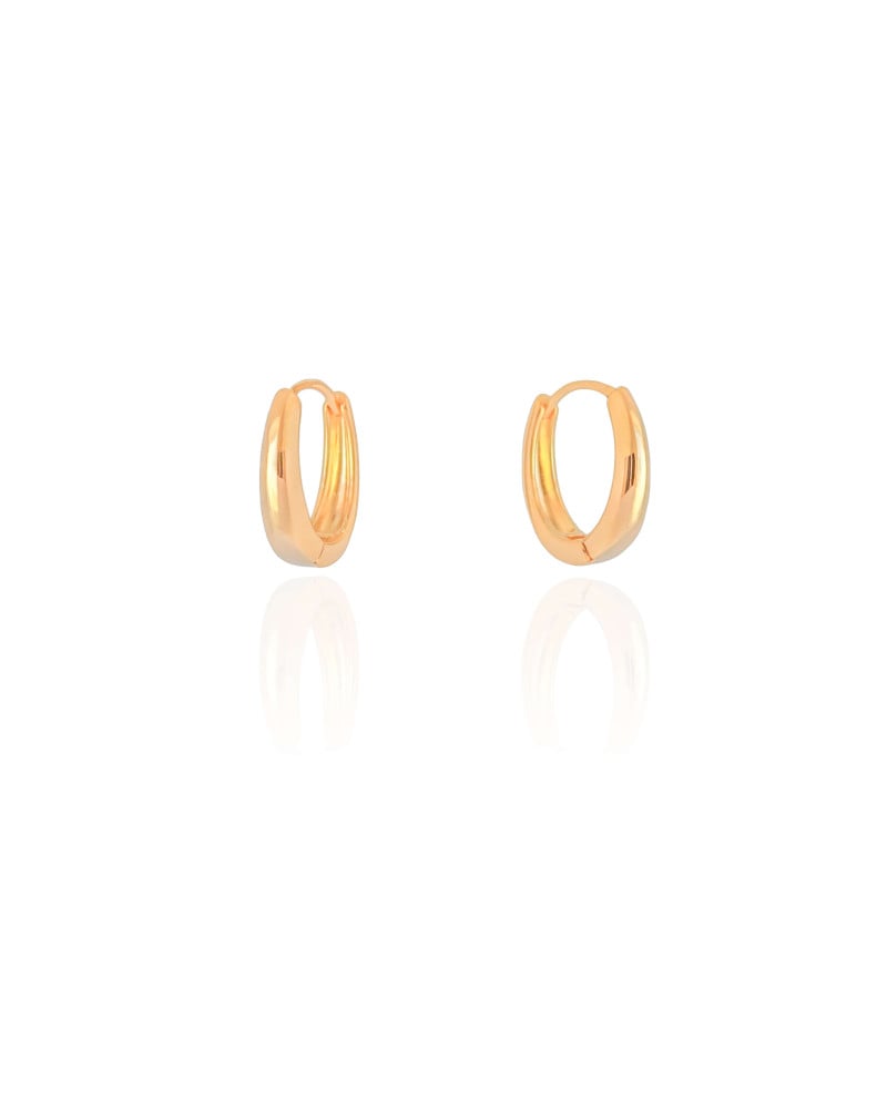 Brinco Argola Oval Lisa 1.5 cm Banhado a Ouro 18K
