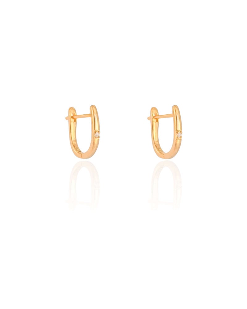 Brinco Argola Click Ponto de Luz Cristal 1.5 cm Banhado a Ouro 18K