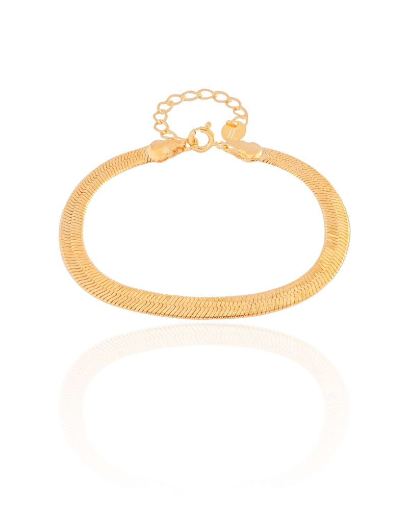 Pulseira Malha Fita 5 mm Banhado a Ouro 18K