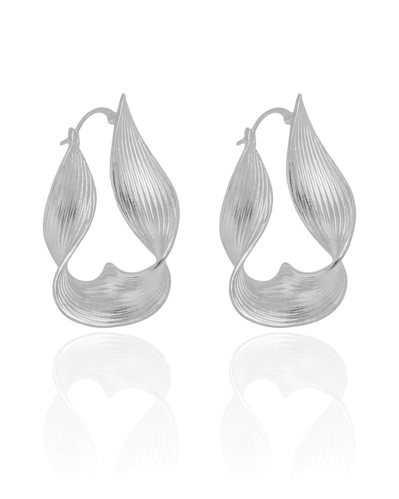 Brinco Argola Torcida Fecho Italiano 4.0 cm Ródio Branco