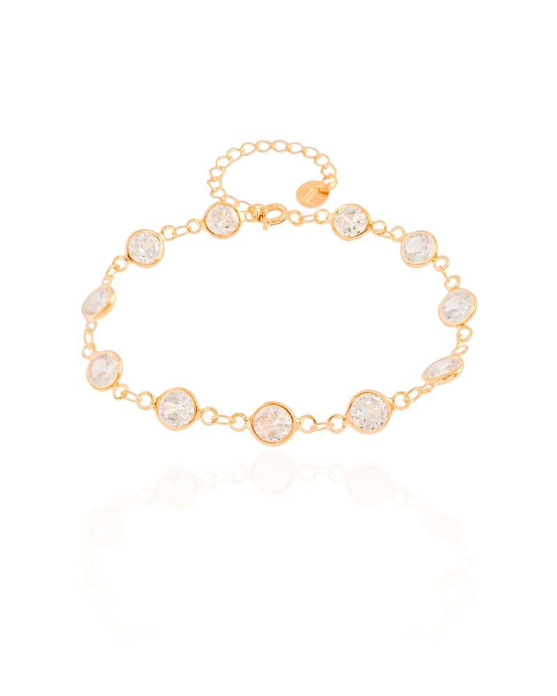Pulseira Pontos de Luz Zircônia Banhado a Ouro 18K