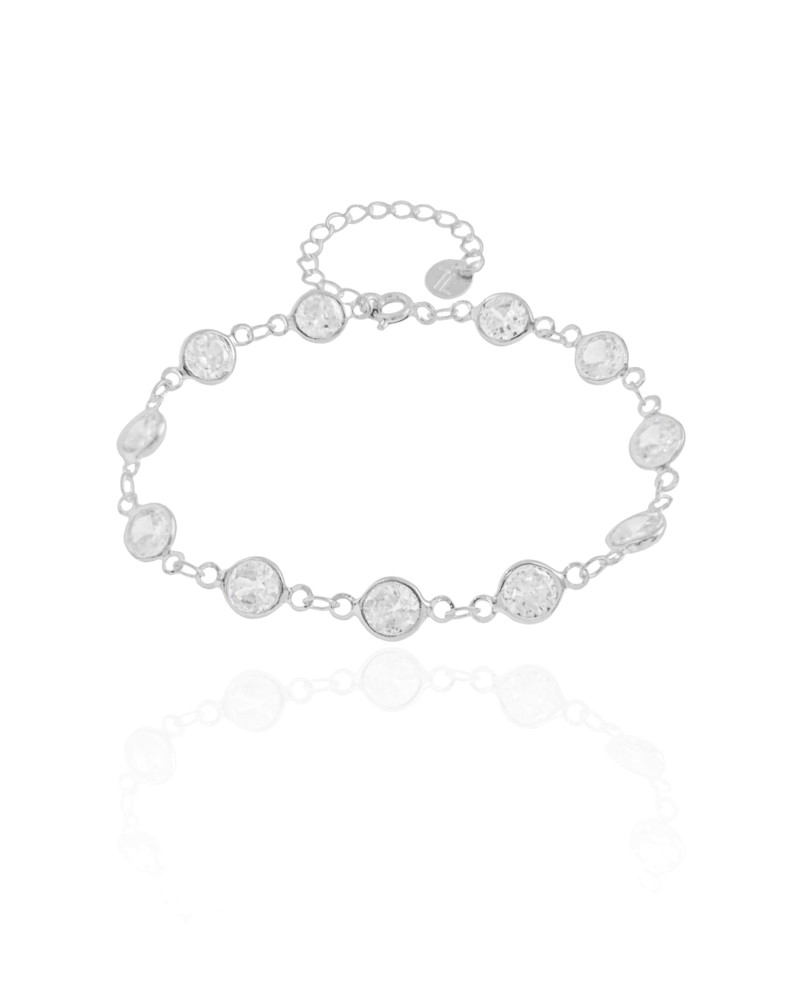 Pulseira Pontos de Luz Zircônia Ródio Branco