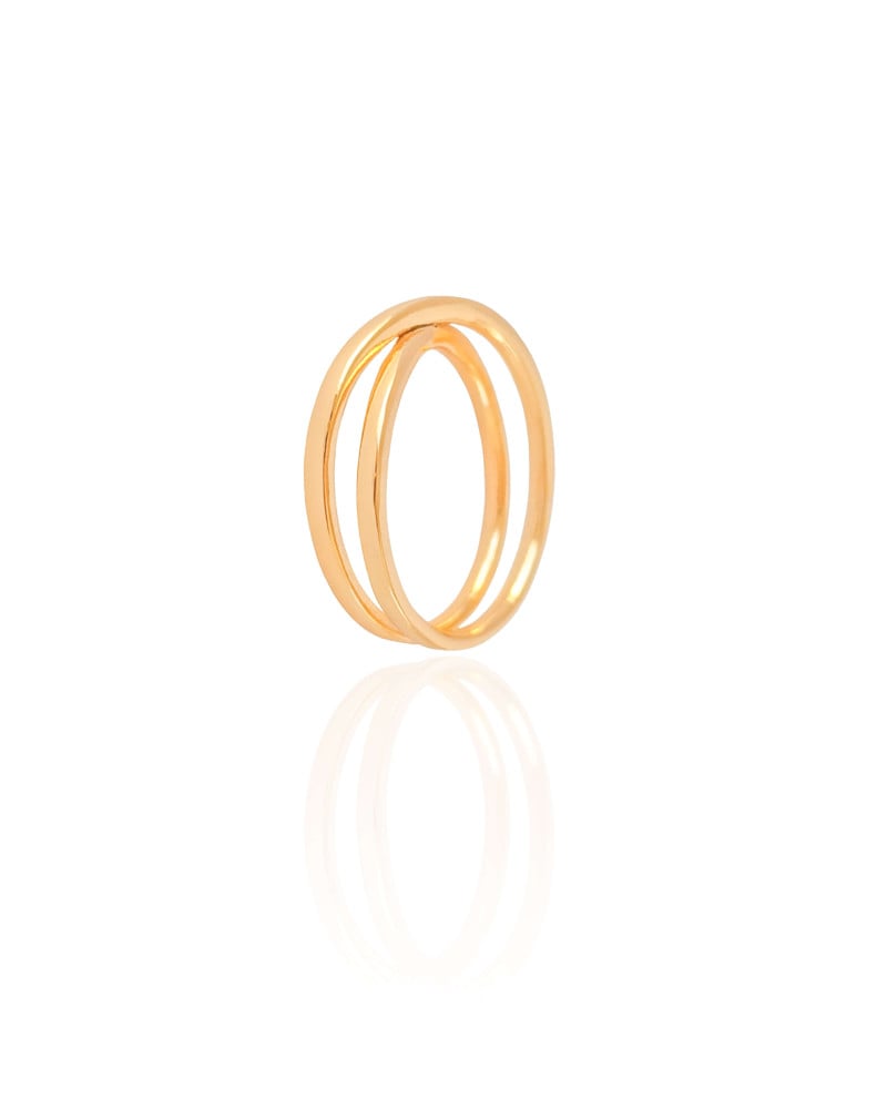 Anel Dois Filetes Entrelaçados Tamanho 23 Banhado a Ouro 18K