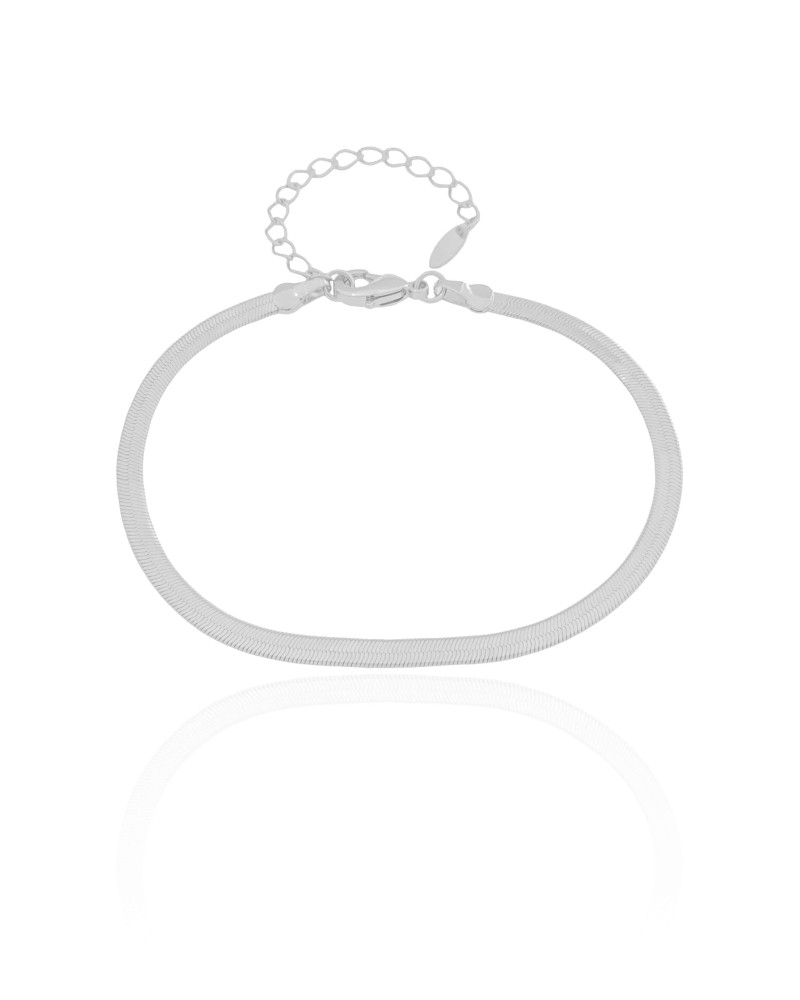 Pulseira Malha Fita 3 mm Ródio Branco