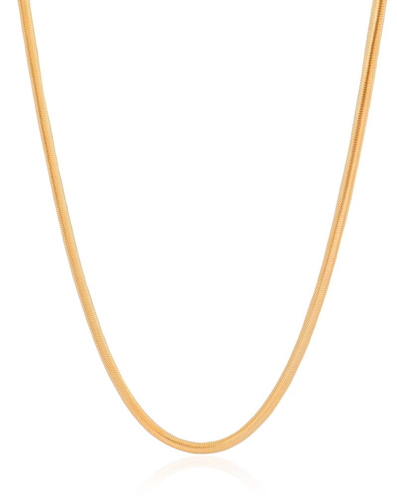 Gargantilha Snake 3 mm Banhado a Ouro 18K - 40 cm