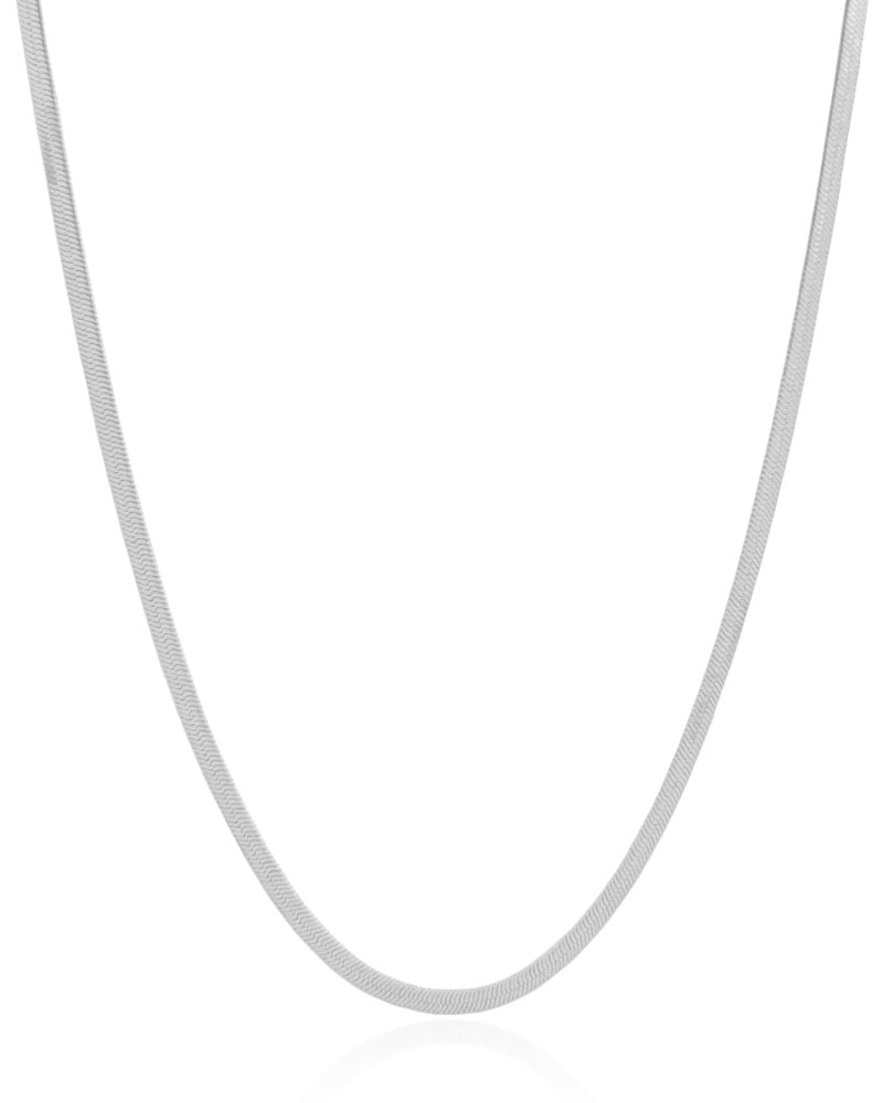 Gargantilha Malha Fita 3 mm Ródio Branco - 40 cm