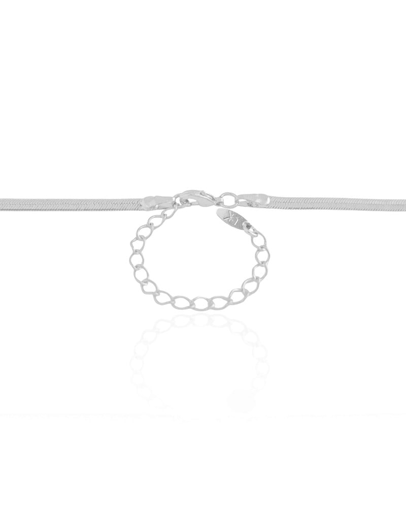 Gargantilha Malha Fita 3 mm Ródio Branco - 40 cm