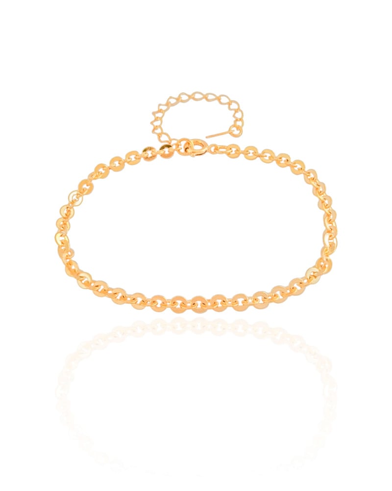 Pulseira Elos Ovais 3 mm Banhado a Ouro 18K