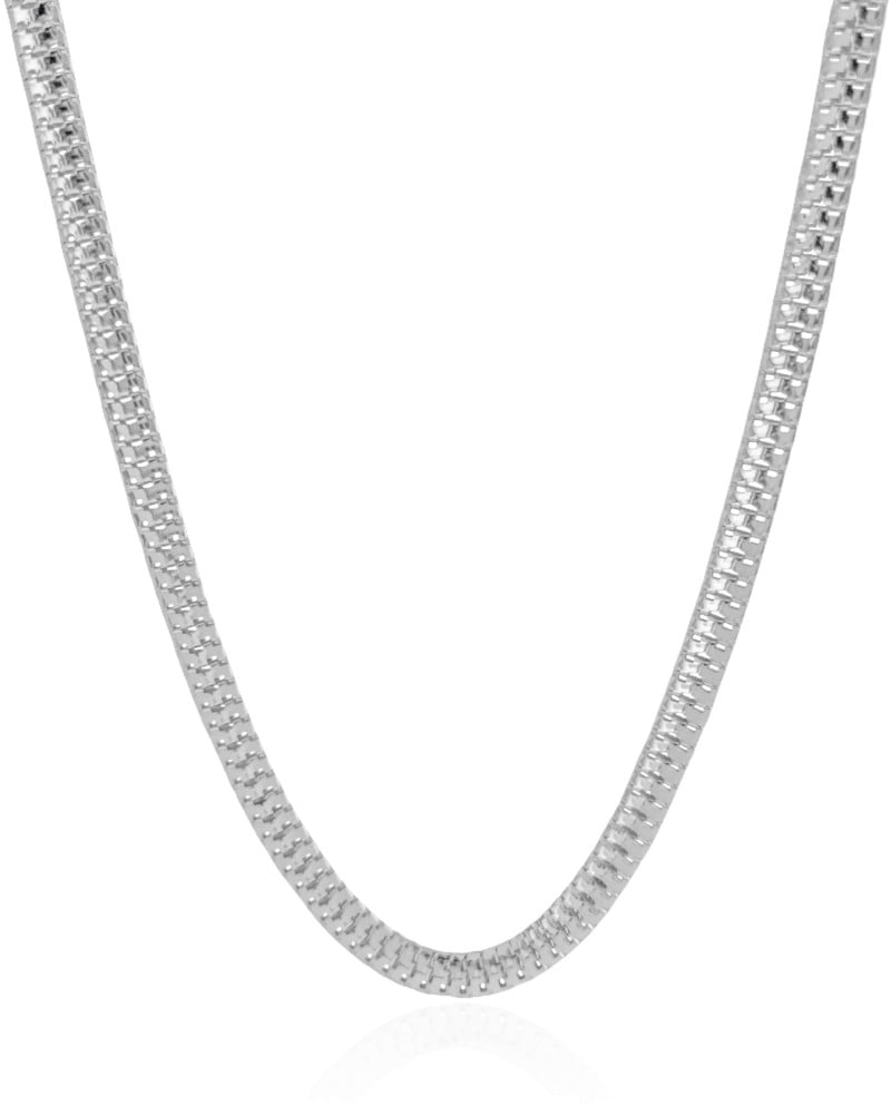 Gargantilha Malha Cobra 6 mm Ródio Branco - 40 cm
