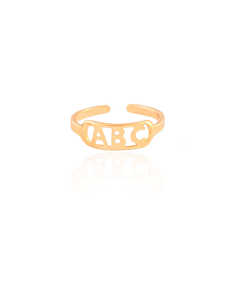 Anel Ajustável ABC Tamanho M Banhado a Ouro 18K