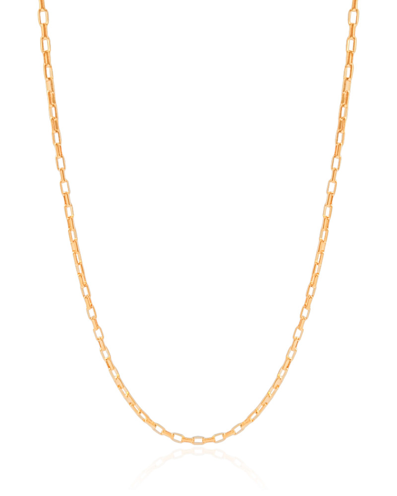 Gargantilha Elos Retos 2 mm Banhado a Ouro 18K - 45 cm
