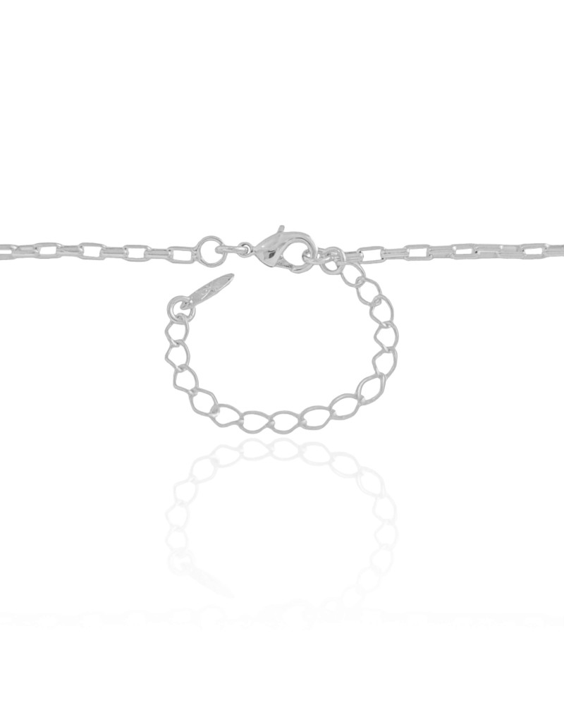 Gargantilha Elos Retos 2 mm Ródio Branco - 45 cm