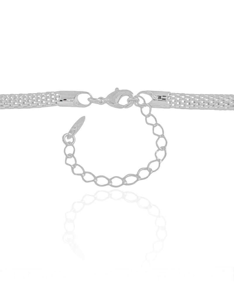 Gargantilha Malha Italiana 4 mm Ródio Branco - 45 cm