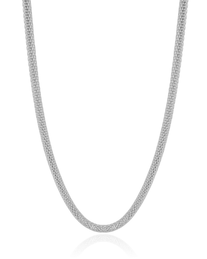 Gargantilha Malha Italiana 4 mm Ródio Branco - 45 cm