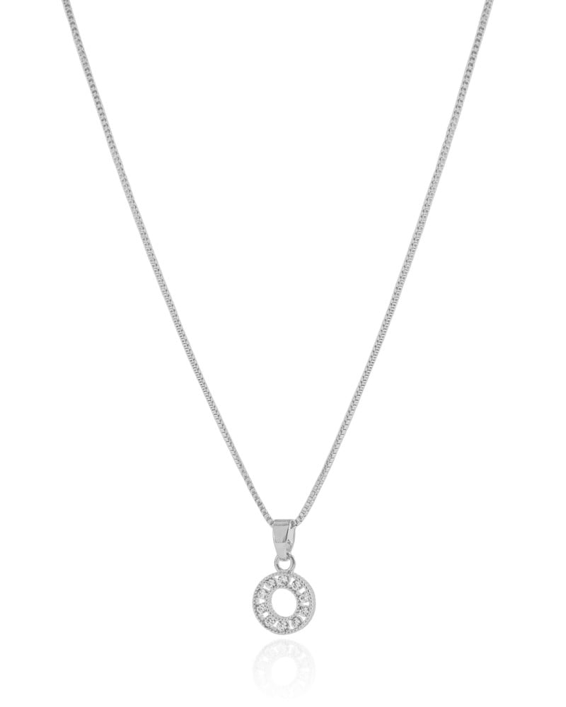 Gargantilha Veneziana Redondo Cravejado Cristal Ródio Branco - 45 cm