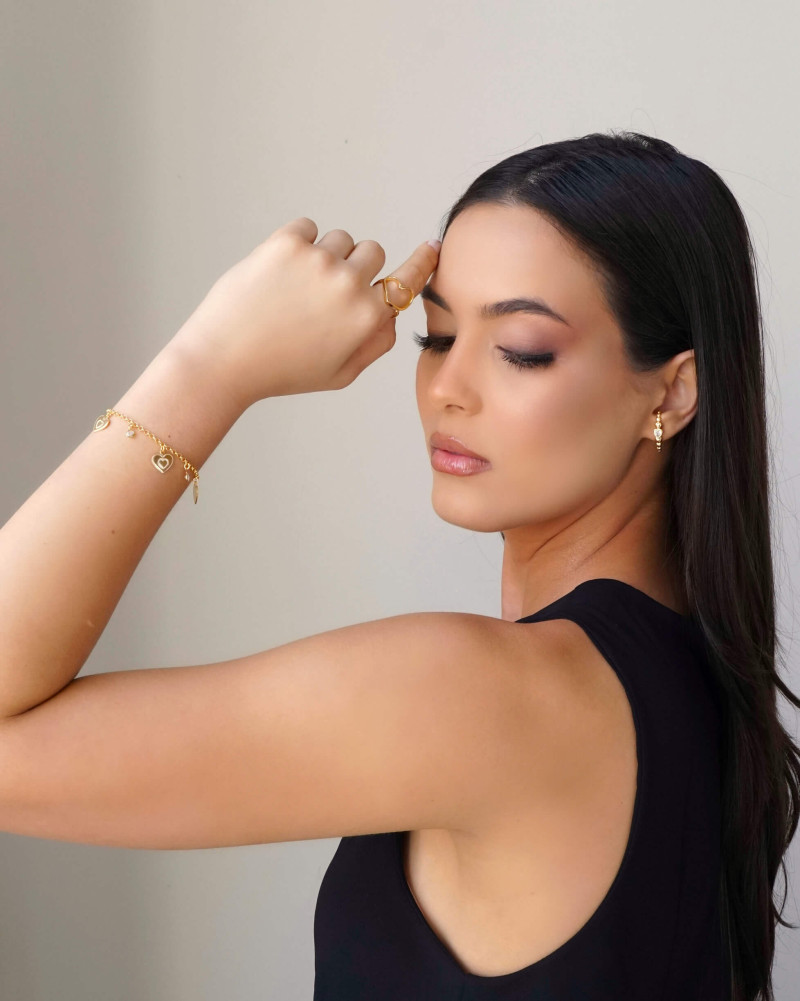 Pulseira Elos Portugueses Corações Pontos de Luz Cristal Banhado a Ouro 18K
