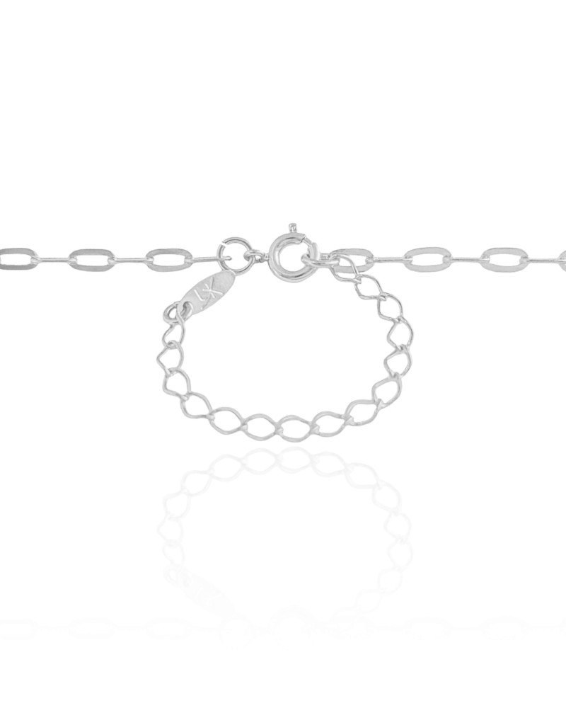 Gargantilha Elos Ovais 3 mm Ródio Branco - 45 cm