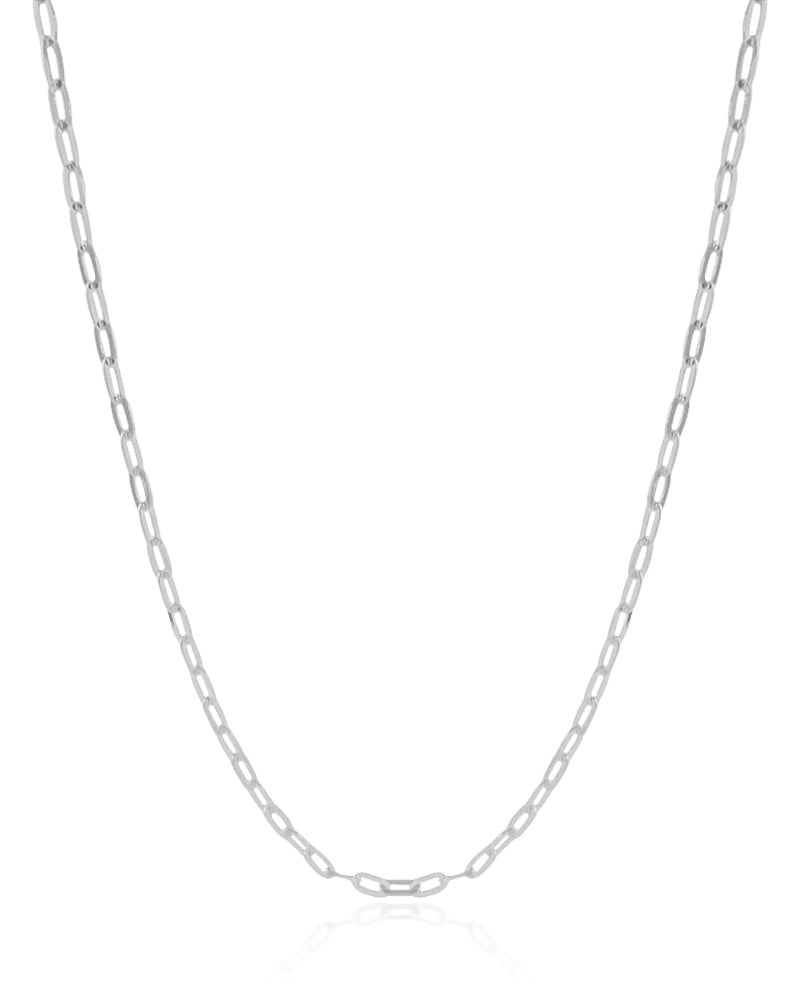 Gargantilha Elos Ovais 3 mm Ródio Branco - 45 cm