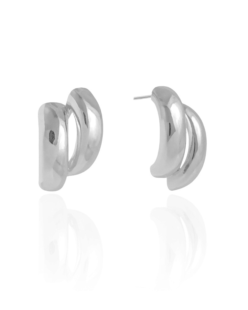 Brinco Filetes Tubo Liso 2.9 cm Ródio Branco