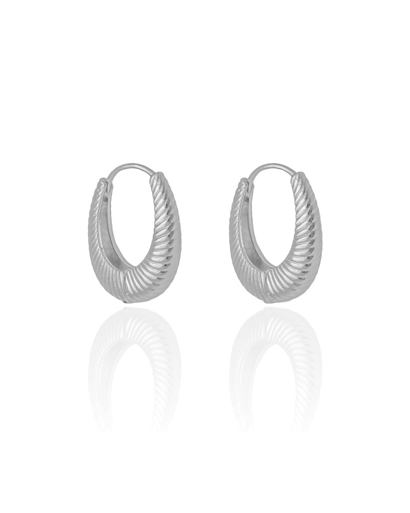 Brinco Argola Click Frisado 2.4 cm Ródio Branco