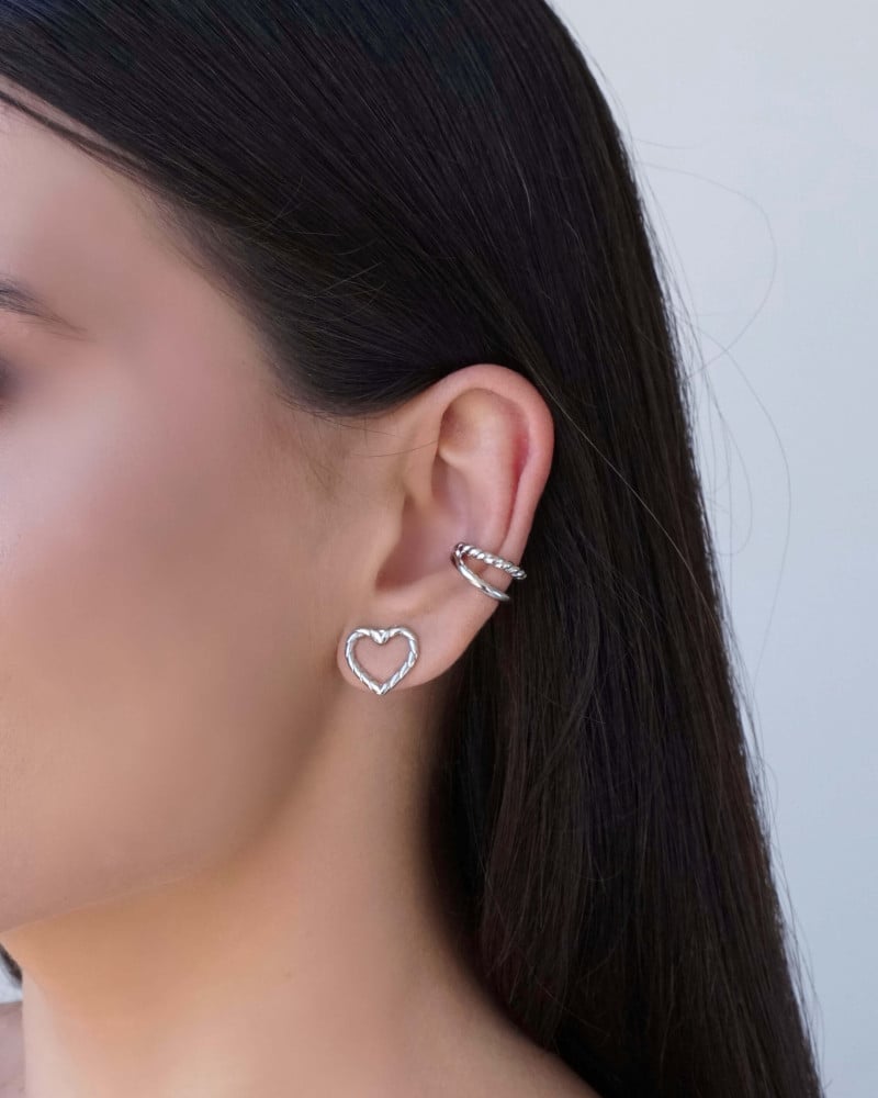 Piercing Filetes Liso e Torcido Ródio Branco