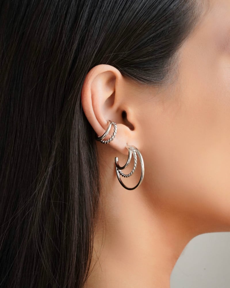 Piercing Filetes Liso e Torcido Ródio Branco