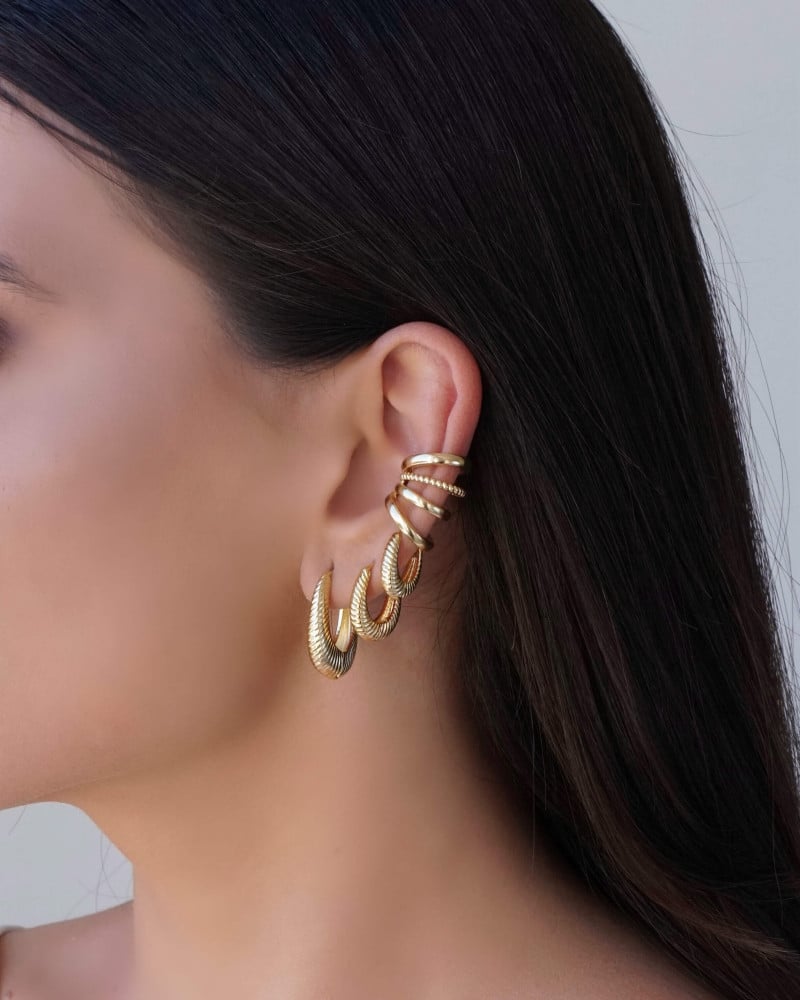 Piercing Filetes Lisos e Torcido Banhado a Ouro 18K