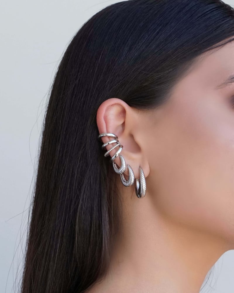 Piercing Filetes Lisos e Torcido Ródio Branco