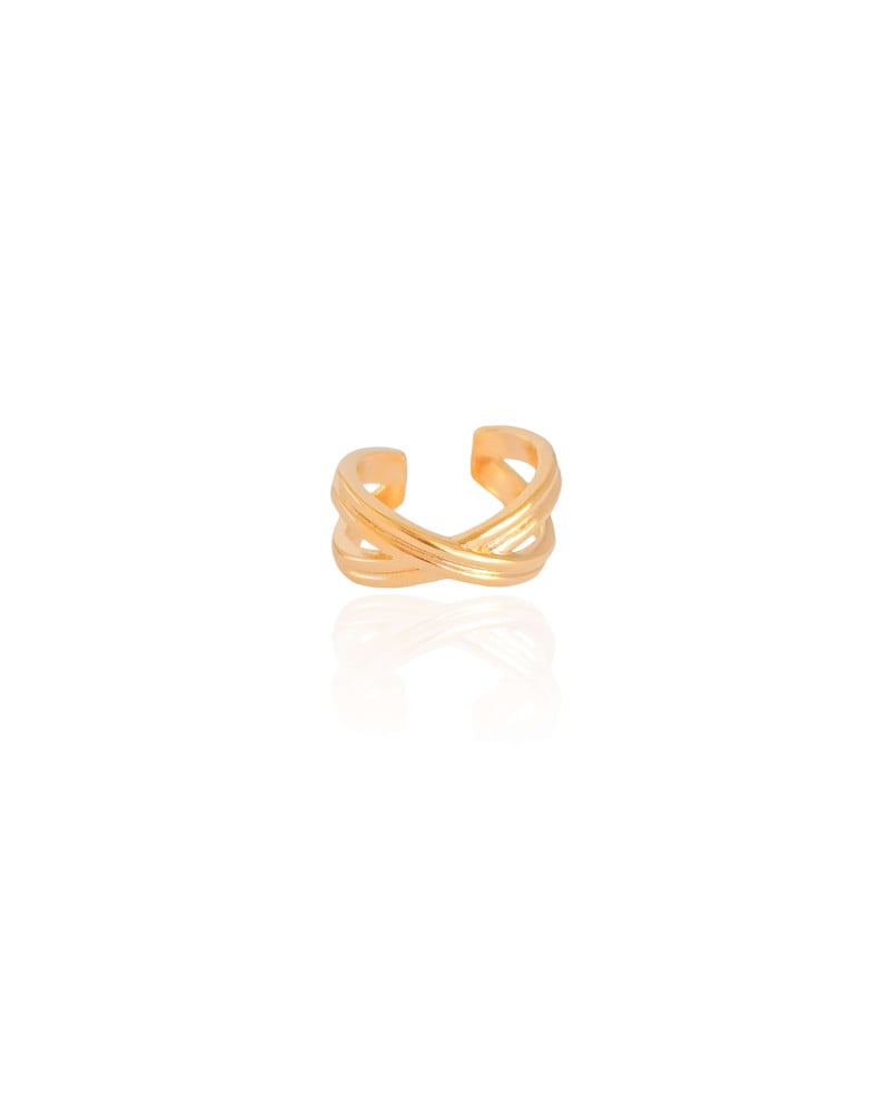 Piercing em X Detalhado Banhado a Ouro 18K