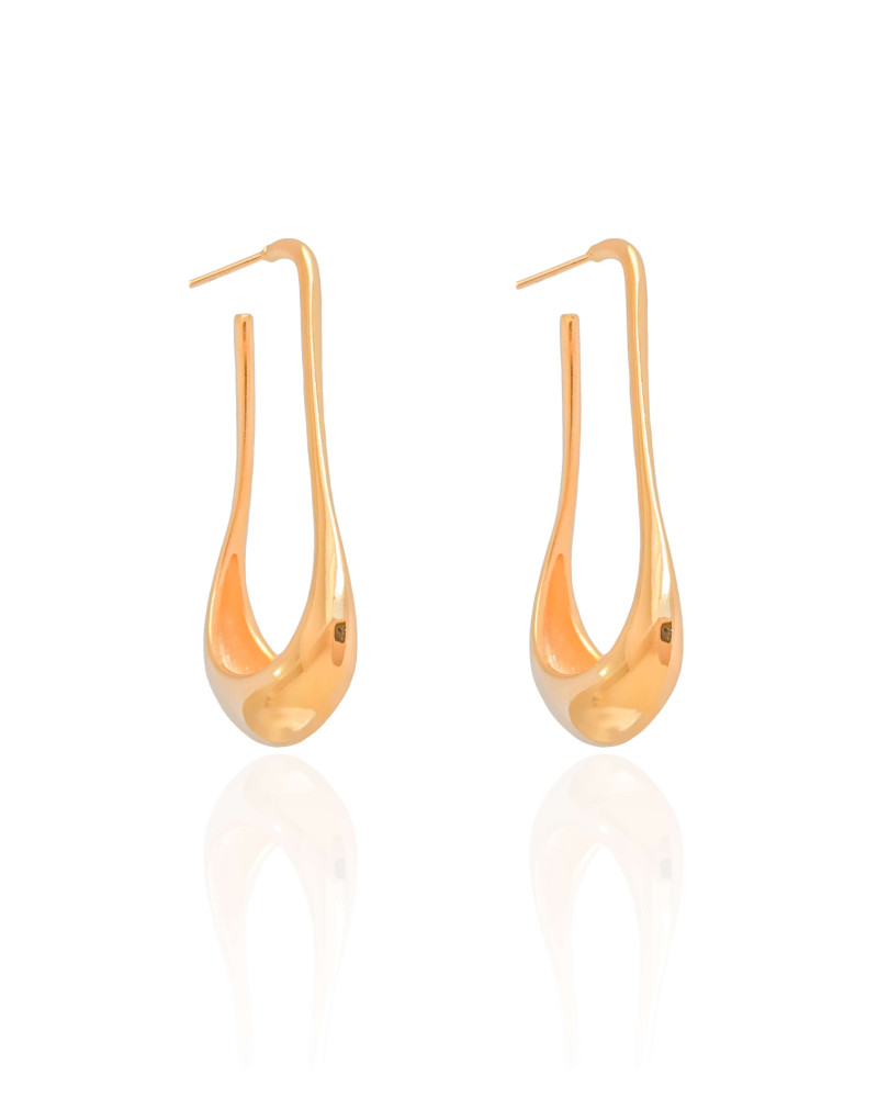 Brinco Argola Geométrica Lisa 4.2 cm Banhado a Ouro 18K