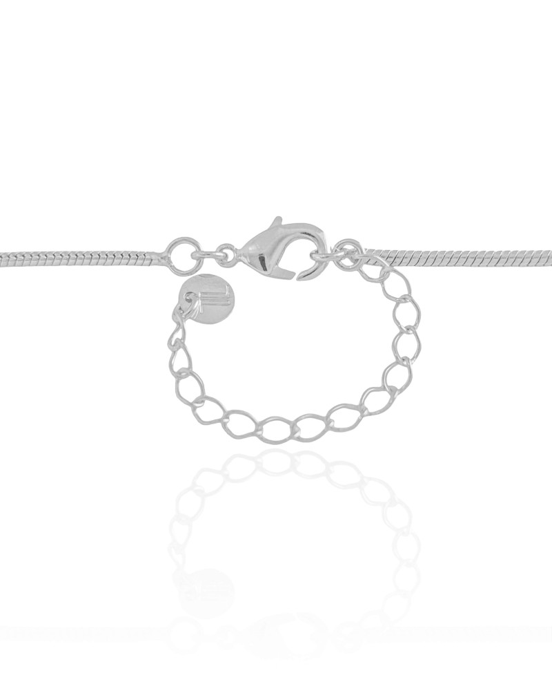 Gargantilha Longa Rabo de Rato Pingente Folha Ródio Branco - 65 cm