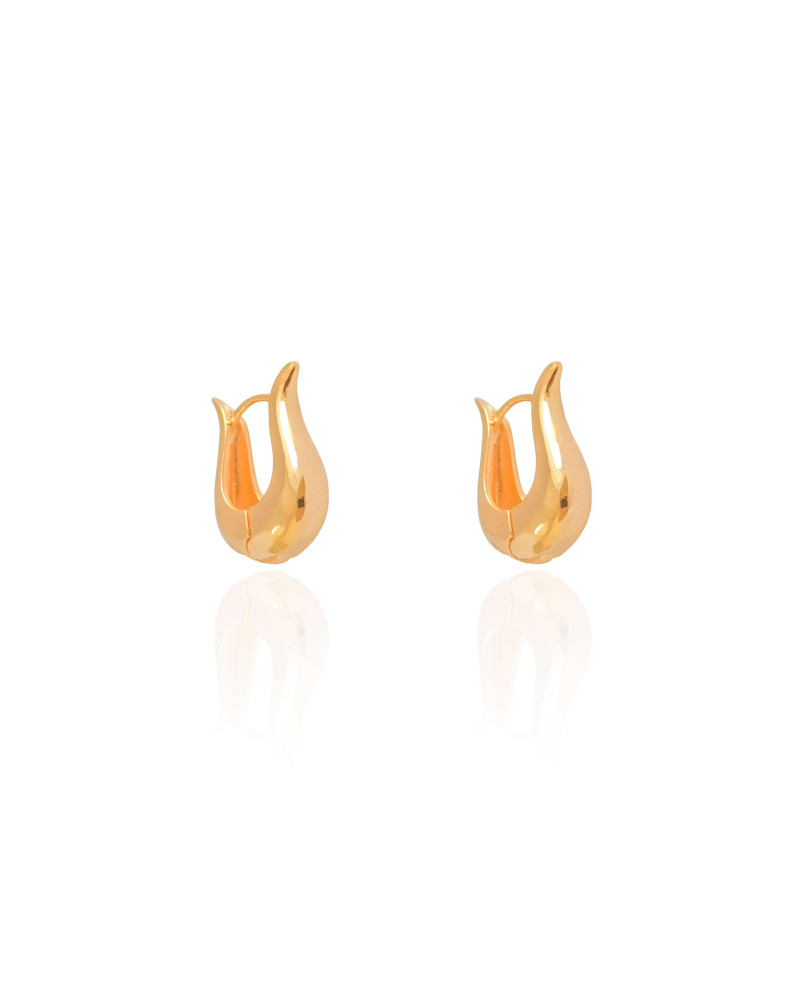 Brinco Argola Click em U Lisa 1.8 cm Banhado a Ouro 18K