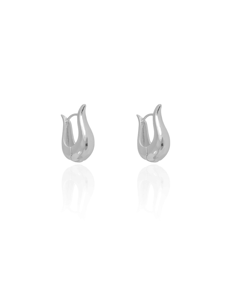 Brinco Argola Click em U Lisa 1.8 cm Ródio Branco