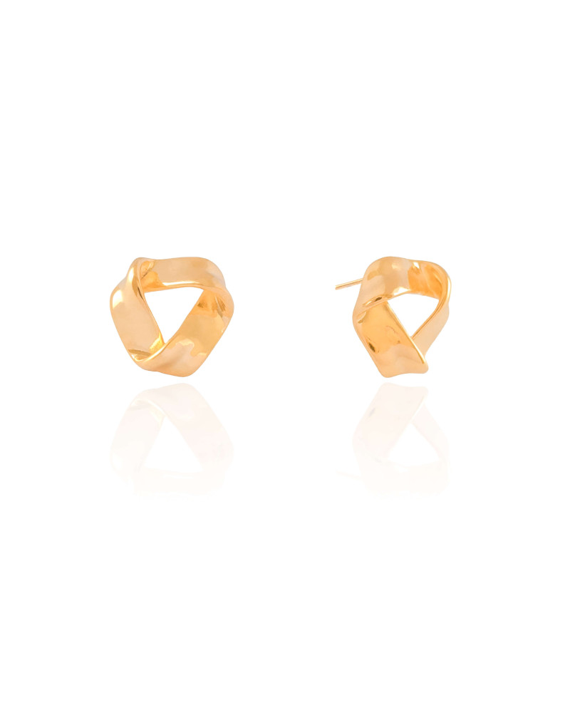 Brinco Entrelaçado Vazado Liso 1.5 cm Banhado a Ouro 18K