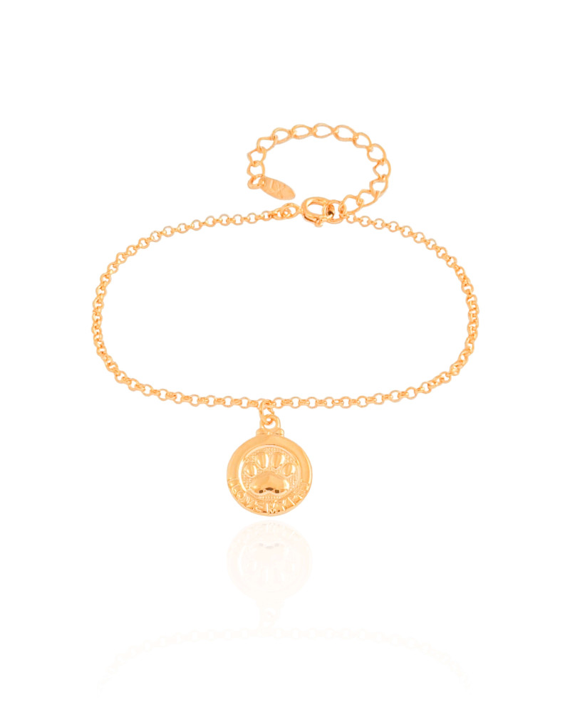Pulseira Elos Portugueses I Love My Pet Banhado a Ouro 18K